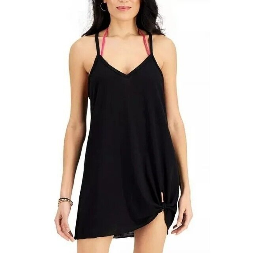 Miken Juniors' Black‎ Knot-Hem Swim Cover-Up Dress - Size Large